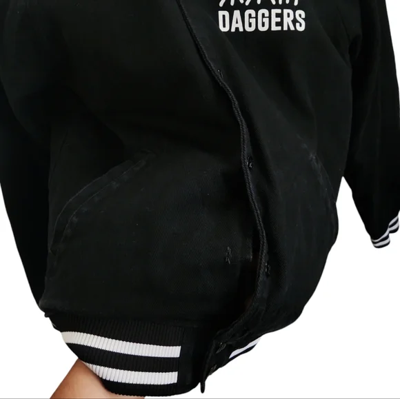 Sketchy Tank x Swallows & Daggers Varsity Jacket extremely Rare Exclusive Black - Picture 6 of 12